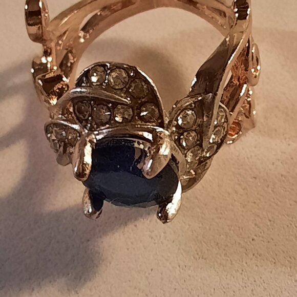 Brand New 18K Gold Filled Navy Blue Sapphire Ring - Picture 2 of 2